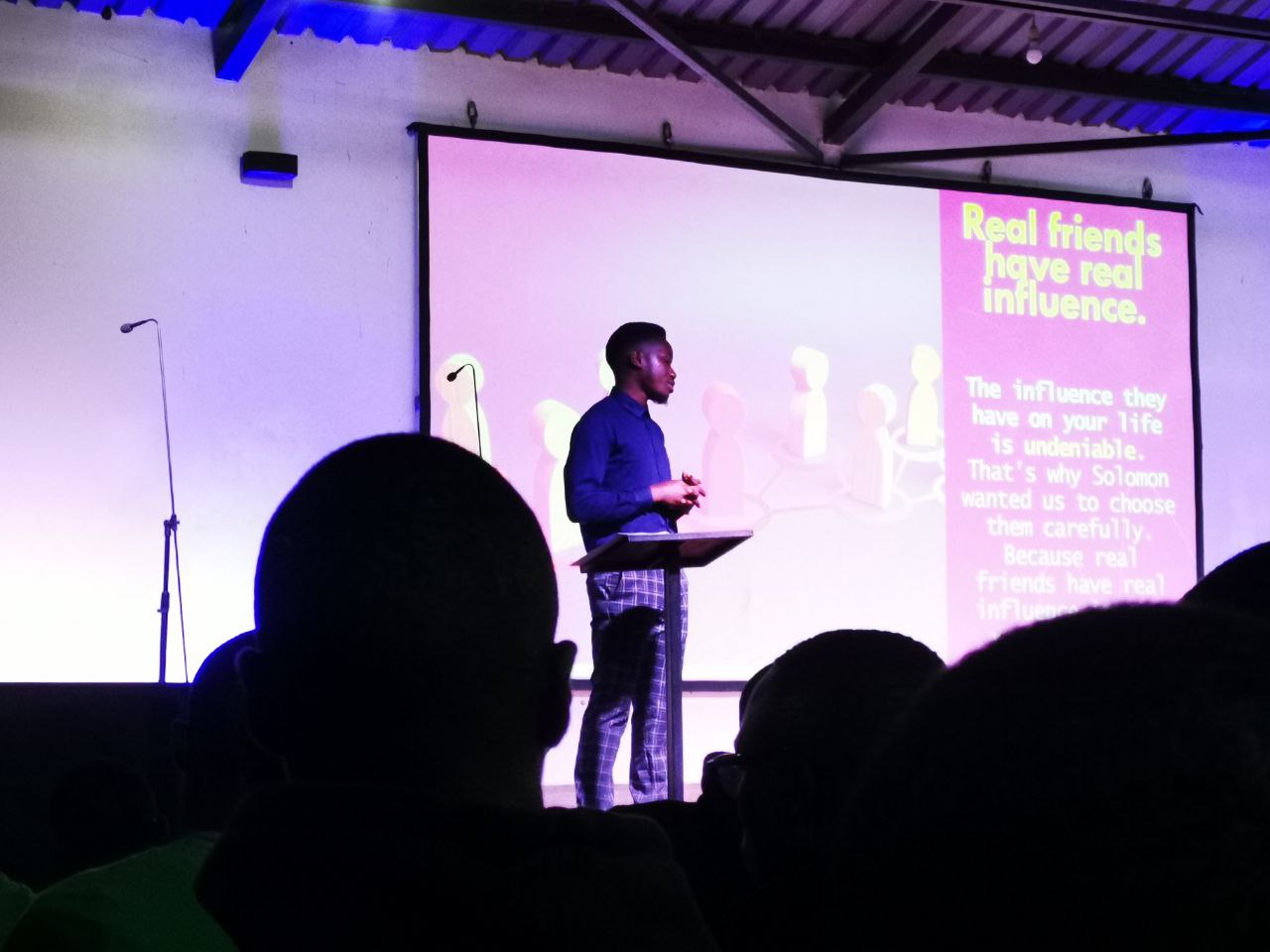 Solomon Tatwebwa speaking about decision-making to an audience of more than 375 young people